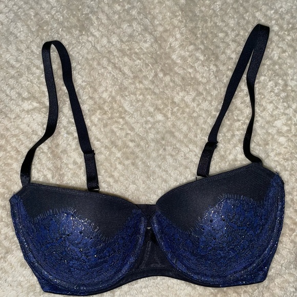 Victoria's Secret Other - Victoria's Secret Very Sexy Uplift Plunge Bra 34DD Blue Lace Padded